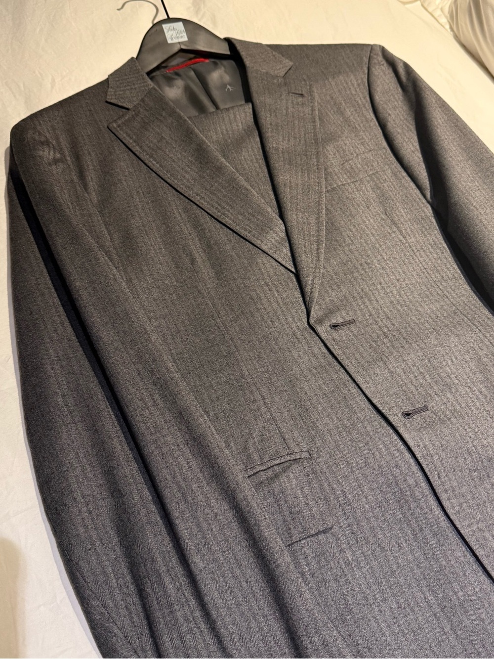 Isaia Charcoal Gray Pinstripe Suit